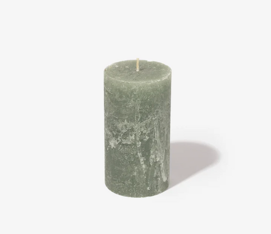 Plain Frost Pillar Candle - Sage